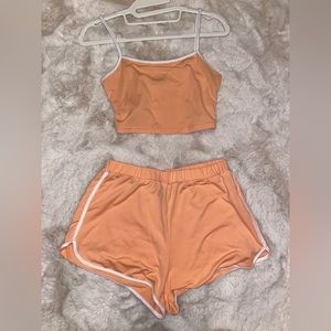 Light coral short and tank 2 piece set